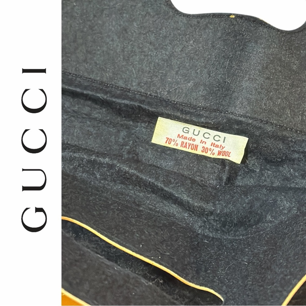 Gucci RARE VINTAGE 70’s Black Wool Blend Shopper Tote - Picture 3 of 4